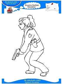 Çocuklar İçin Polis Boyama Sayfaları 